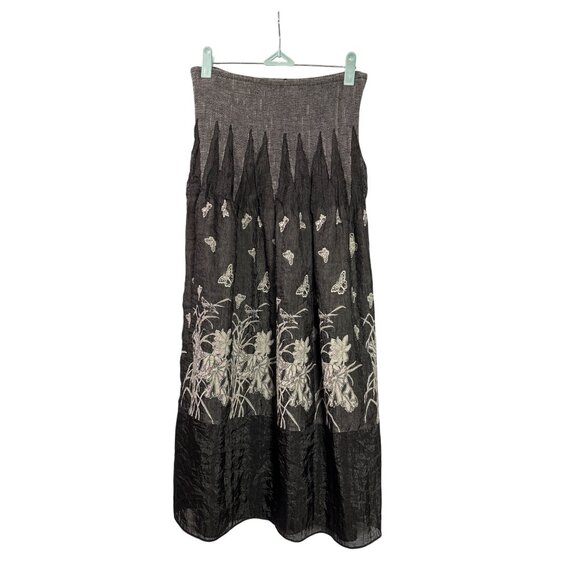 Y2K Midi Skirt/Strapless Dress Butterfly Floral Pattern Smocked Womens One Size - Picture 1 of 9